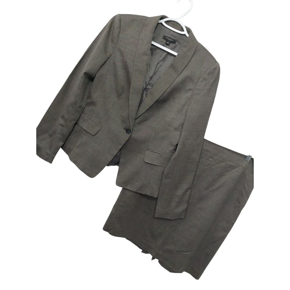 Ann Taylor Olive Green Two-Piece Skirt Suit